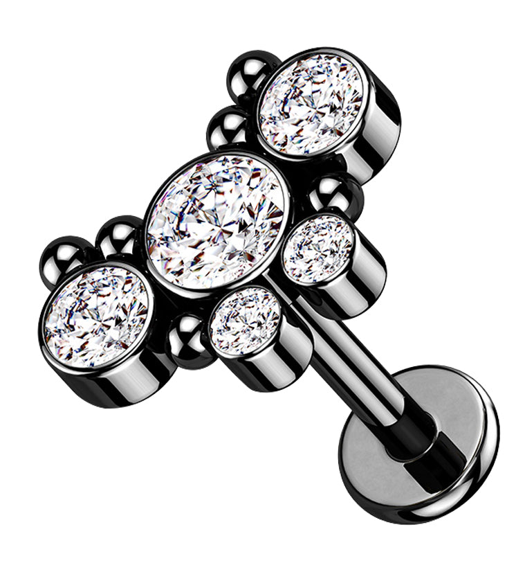 Black PVD Passel Gem Labret Post