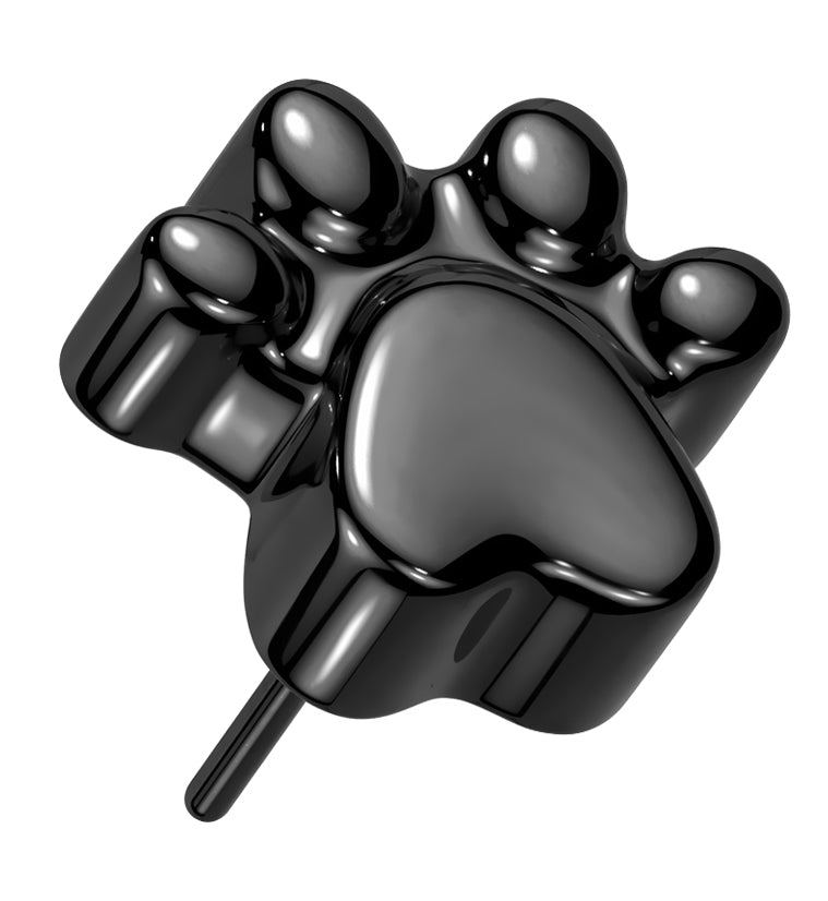 Black PVD Paw Print Threadless Titanium Top