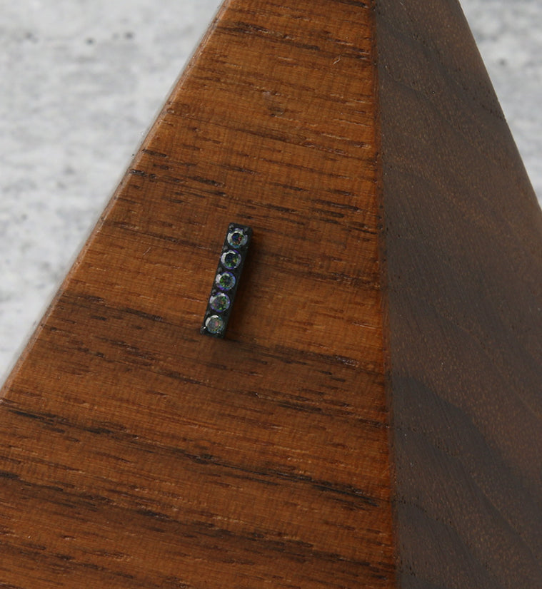 Black PVD Rack Black Aurora CZ Bar Titanium Threadless Top