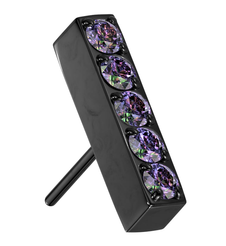 Black PVD Rack Black Aurora CZ Bar Titanium Threadless Top