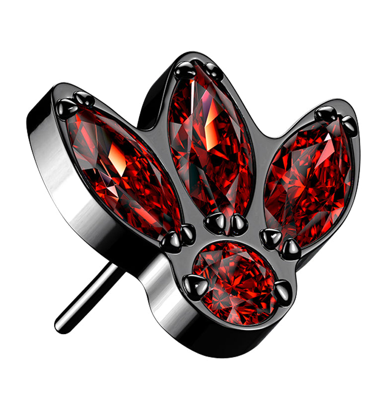Black PVD Red CZ Sepal Titanium Threadless Top