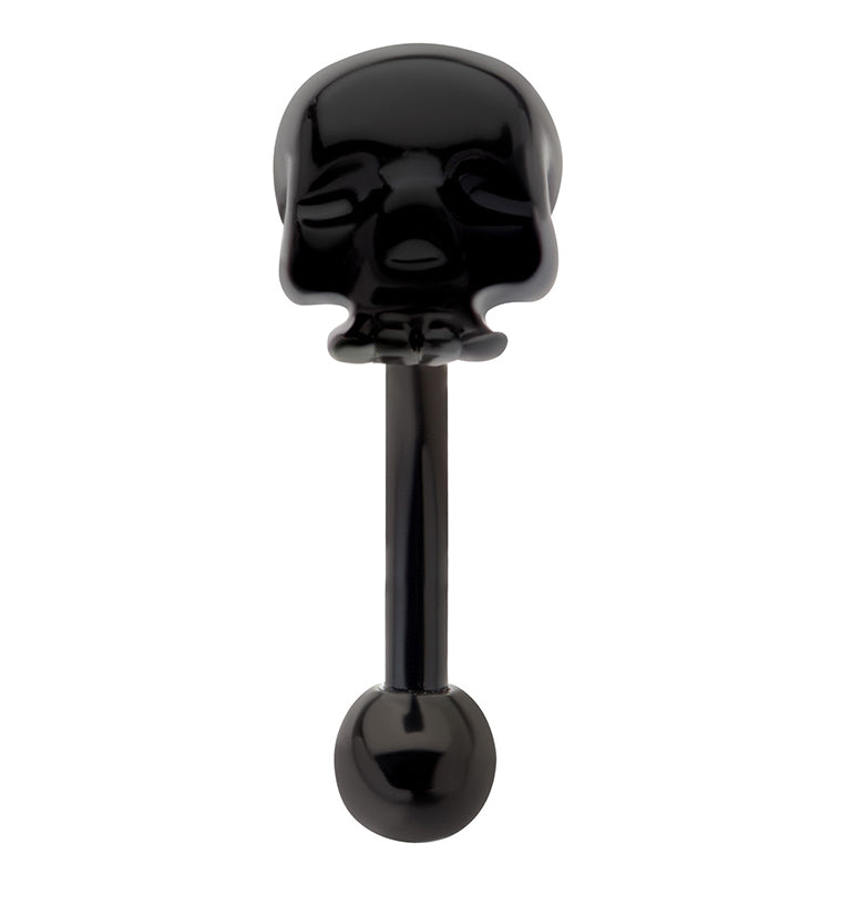 Black PVD Skull Curved Barbell