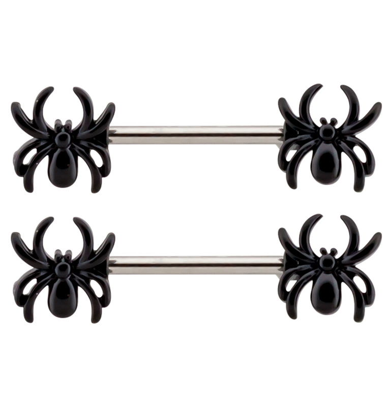 Black PVD Spider Stainless Steel Nipple Barbell