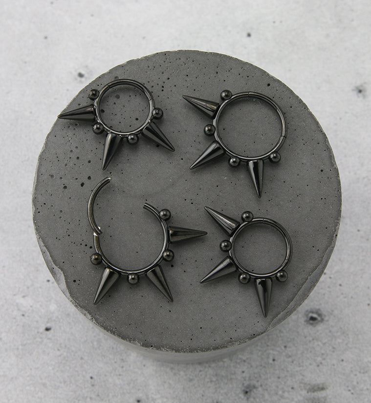 Black PVD Spike Stainless Steel Hinged Segment Ring