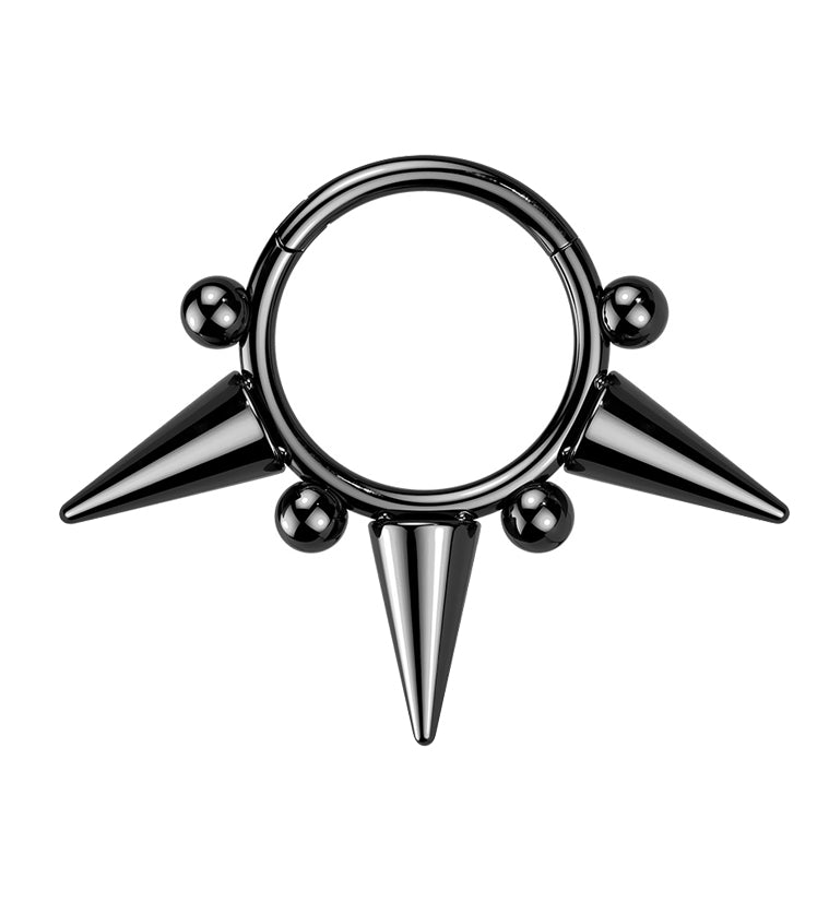 Black PVD Spike Stainless Steel Hinged Segment Ring