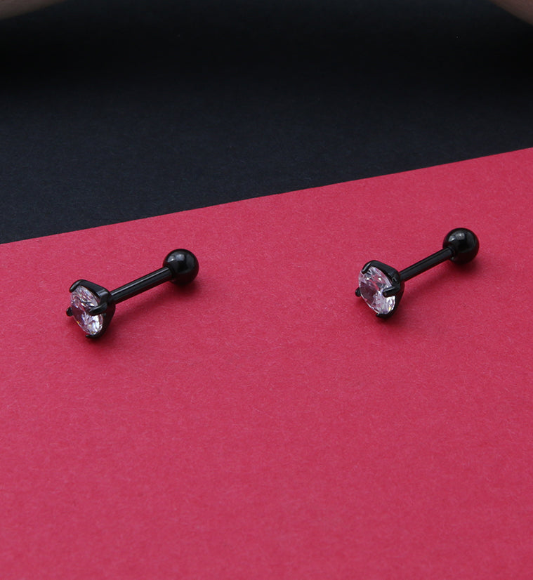 Black PVD Titanium CZ Cartilage Barbell