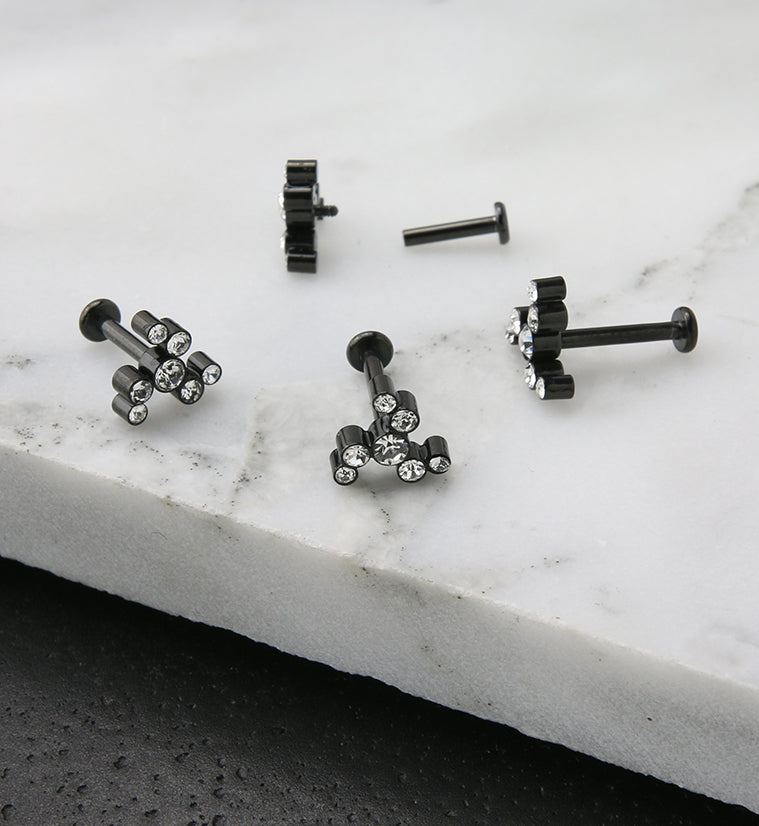 Black PVD Whirl CZ Titanium Internally Threaded Labret