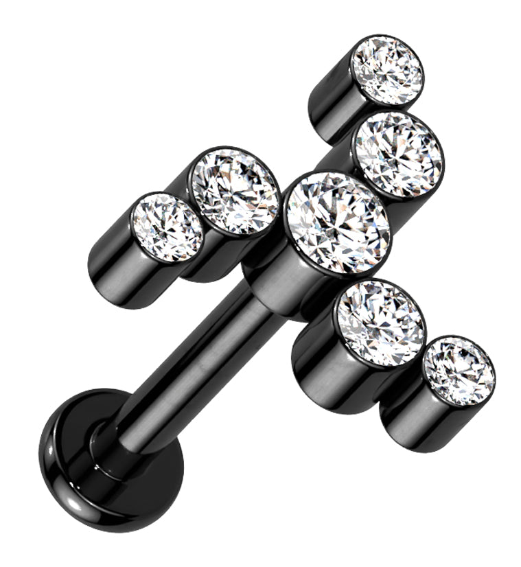 Black PVD Whirl CZ Titanium Internally Threaded Labret