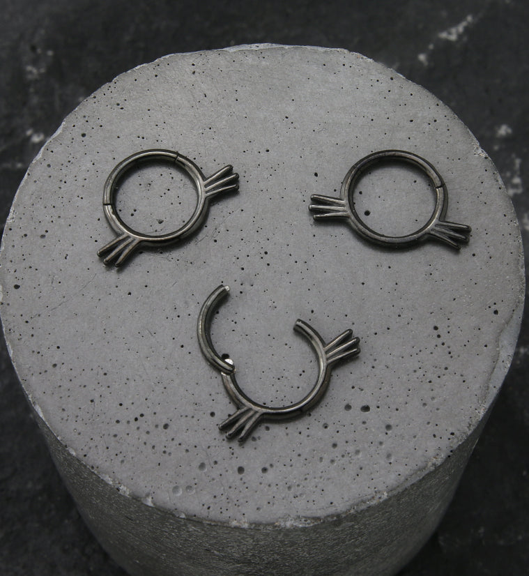 Black PVD Whiskers Stainless Steel Hinged Segment Ring