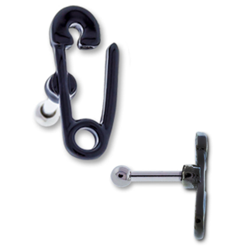 16G Black PVD Safety Pin Tragus / Cartilage barbell