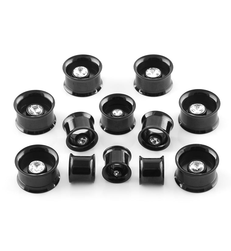 CZ Gem IP Black Steel Tunnel Plugs