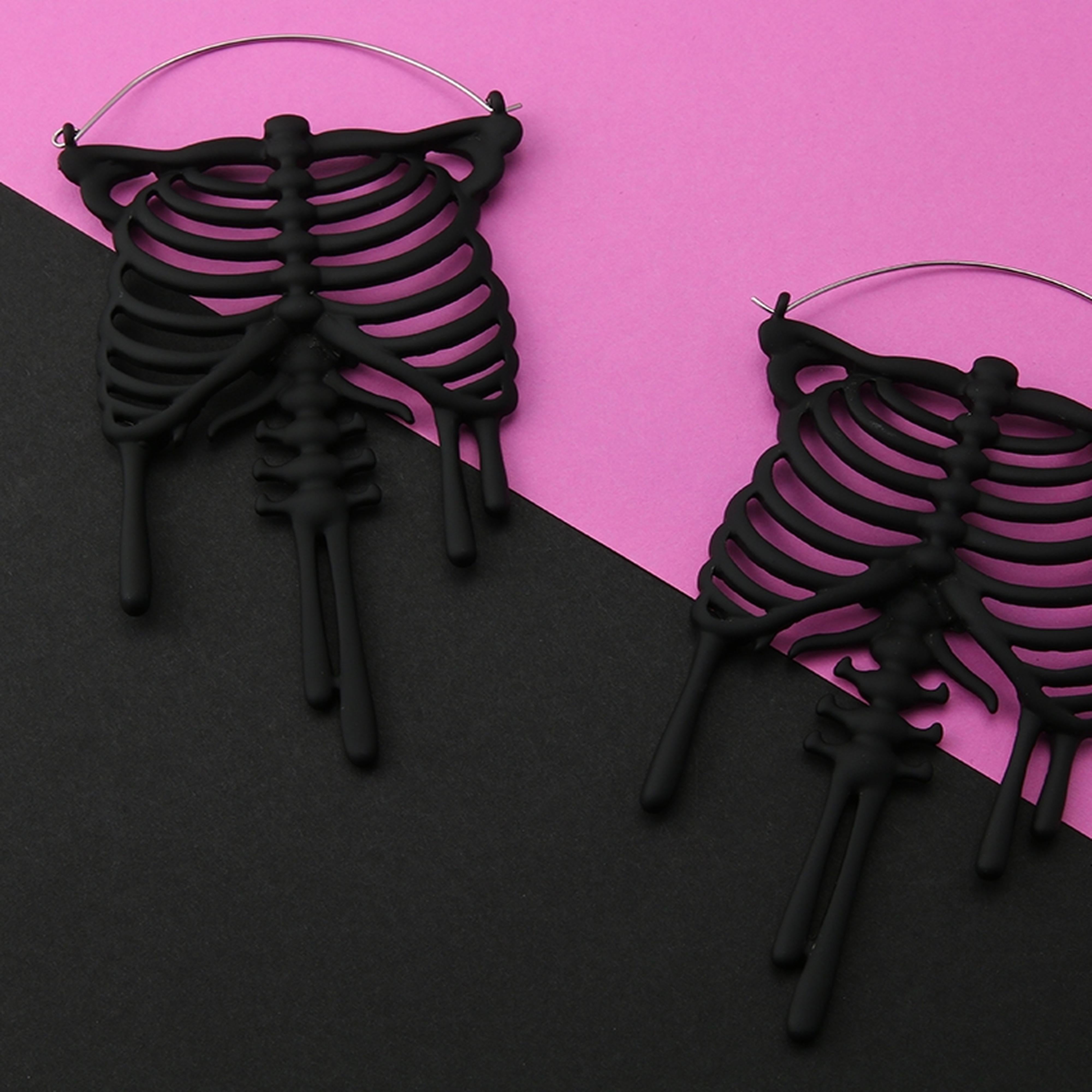 20G Black Matte Skeleton Cage Plug Hoops