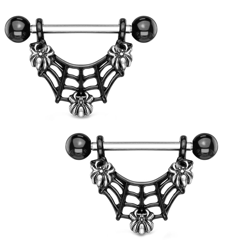 14G Black Spiders Web Nipple Shield