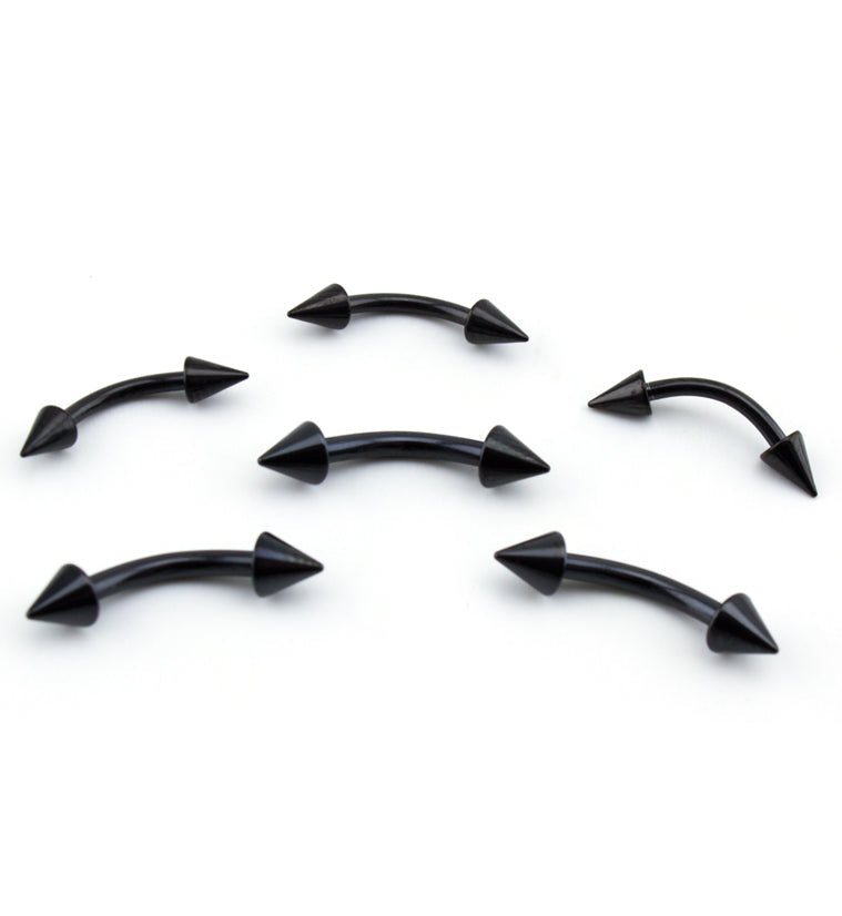 Black PVD Spiked Curved Barbell