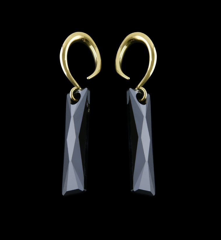 Black Swarovski Tower CZ Brass Hangers