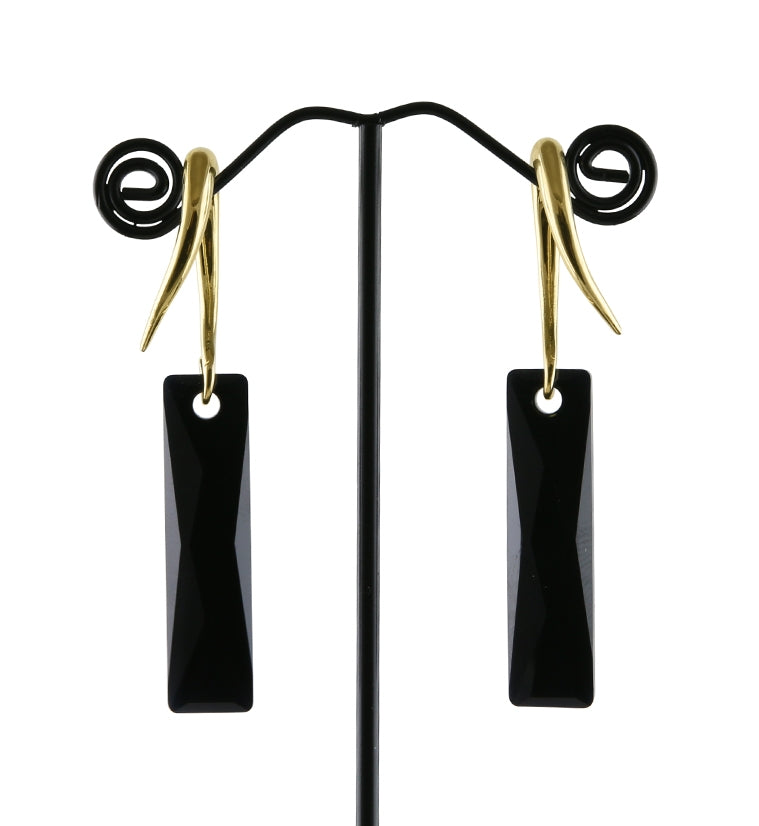 Black Swarovski Tower CZ Brass Hangers