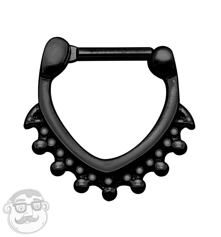 16G PVD Black Tryst Beaded Stainless Steel Septum Clicker