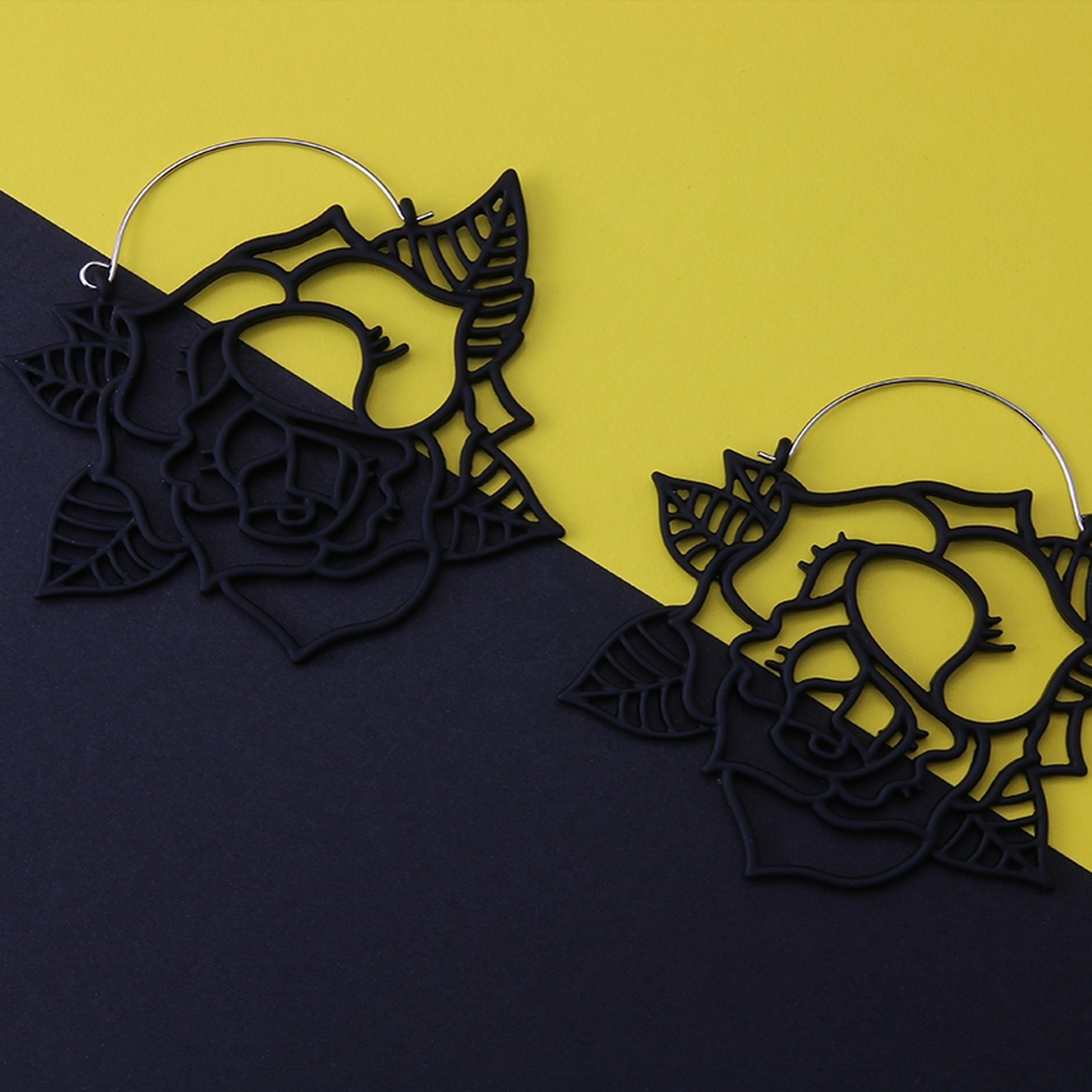 20G Black Traditional Rose Plug Hoops