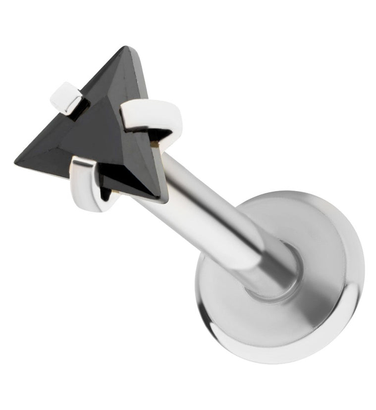 Triangle Black CZ Stainless Steel Internally Threaded Labret