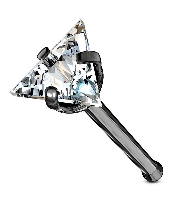 20G Black PVD Triangle CZ Stainless Steel Nosebone