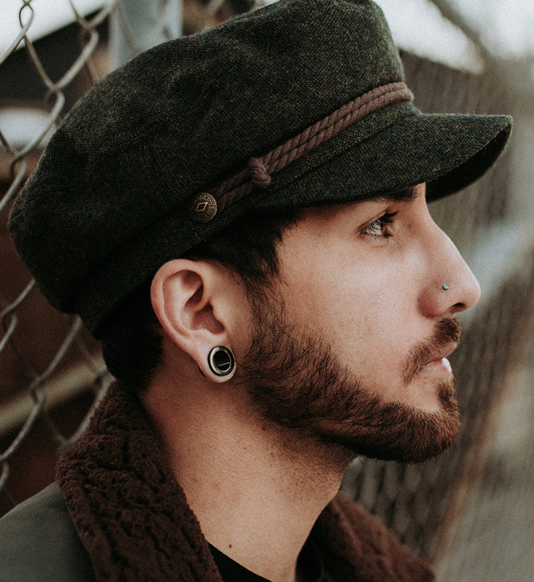 Stainless Steel Black Ear Tunnels