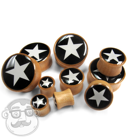 White Star Inlay Wood Plugs