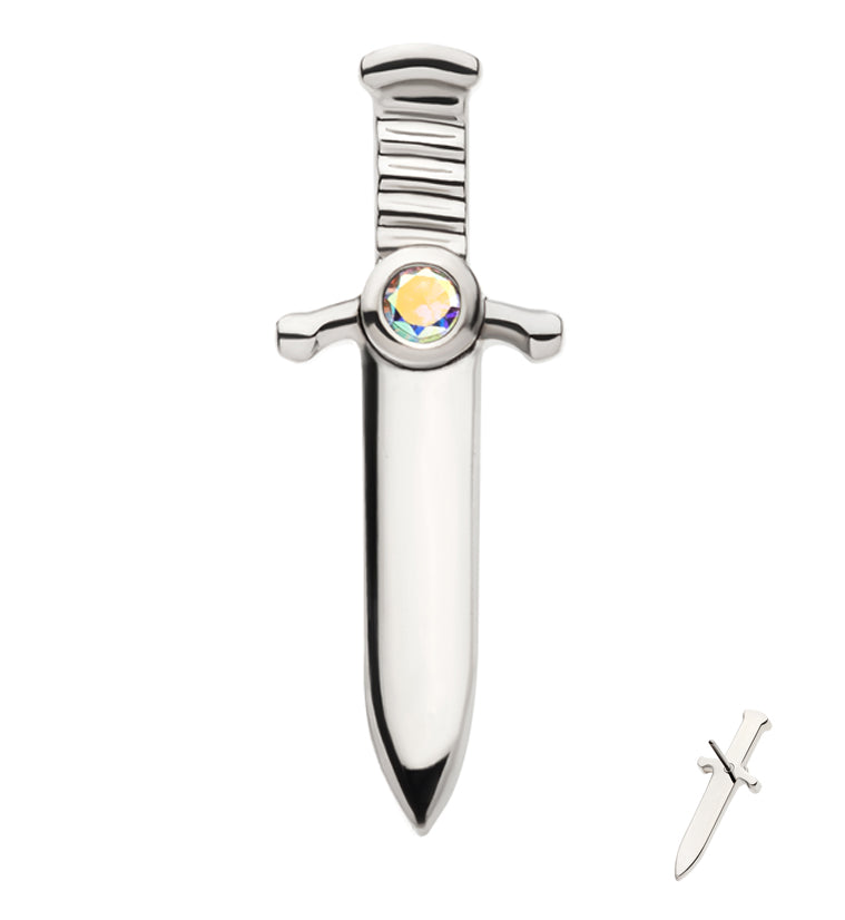 Blade Rainbow Aurora CZ Threadless Titanium Top