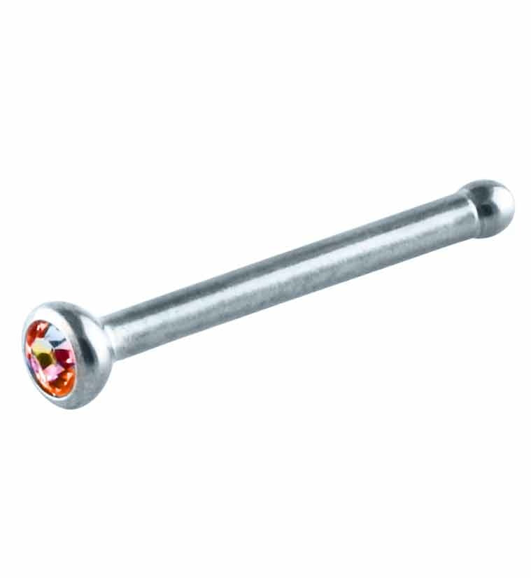 Aurora Blaze CZ Bezel Set Titanium Nosebone