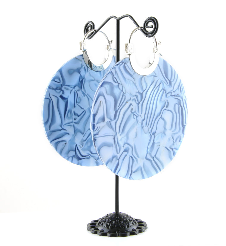 14G Blue Schizo Acetate Disk Earrings