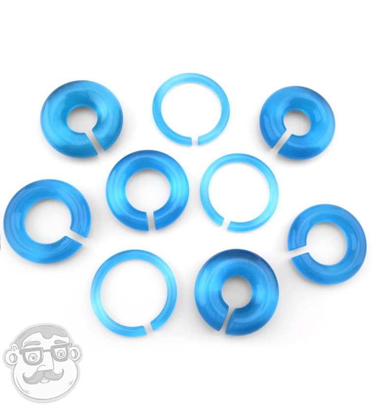 Blue Cat's Eye Glass Hoop Plugs