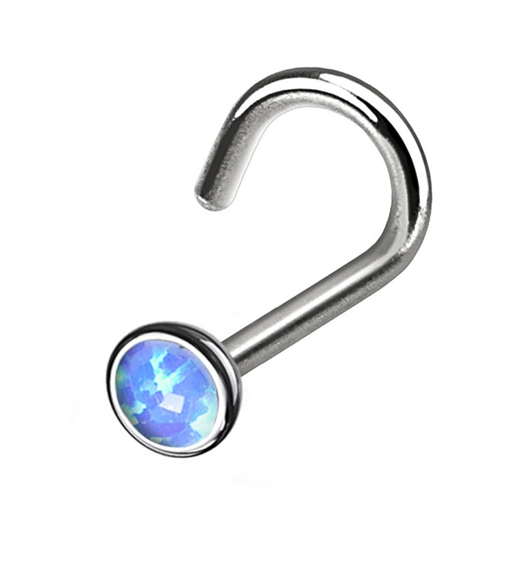 Blue Opalite Bezel Set Titanium Nose Screw