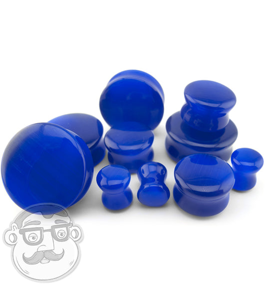 Blue Cat's Eye Glass Plugs