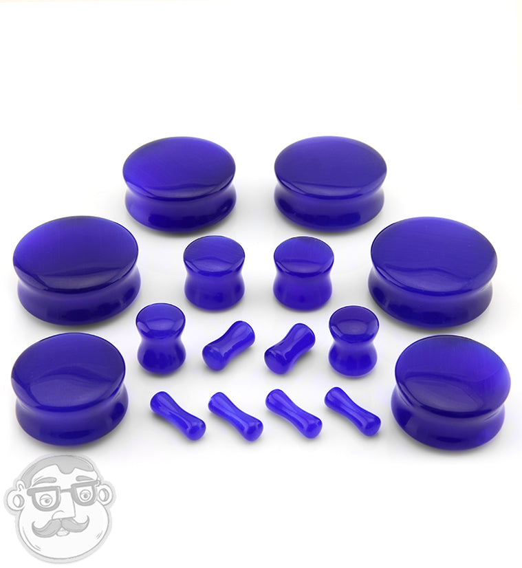 Blue Cat's Eye Glass Plugs