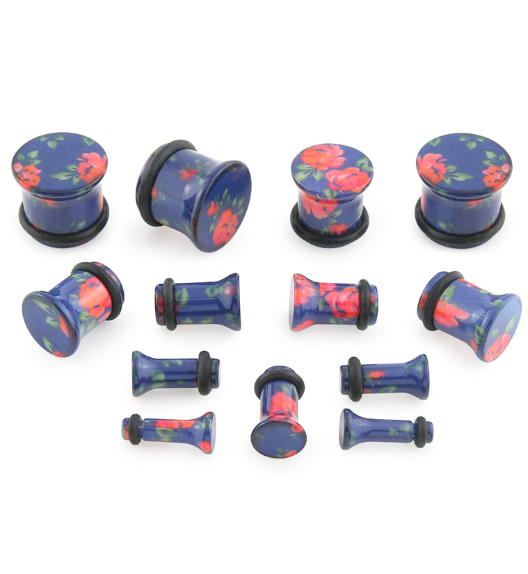 Blue Cherry Blossom Plugs - Single Flared