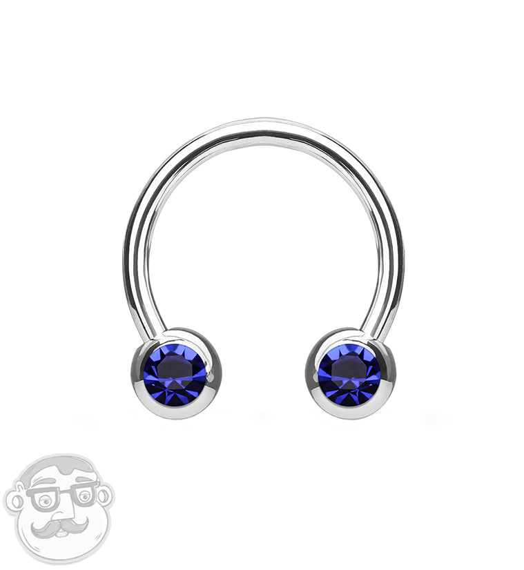 Blue CZ Steel Stainless Circular Barbell