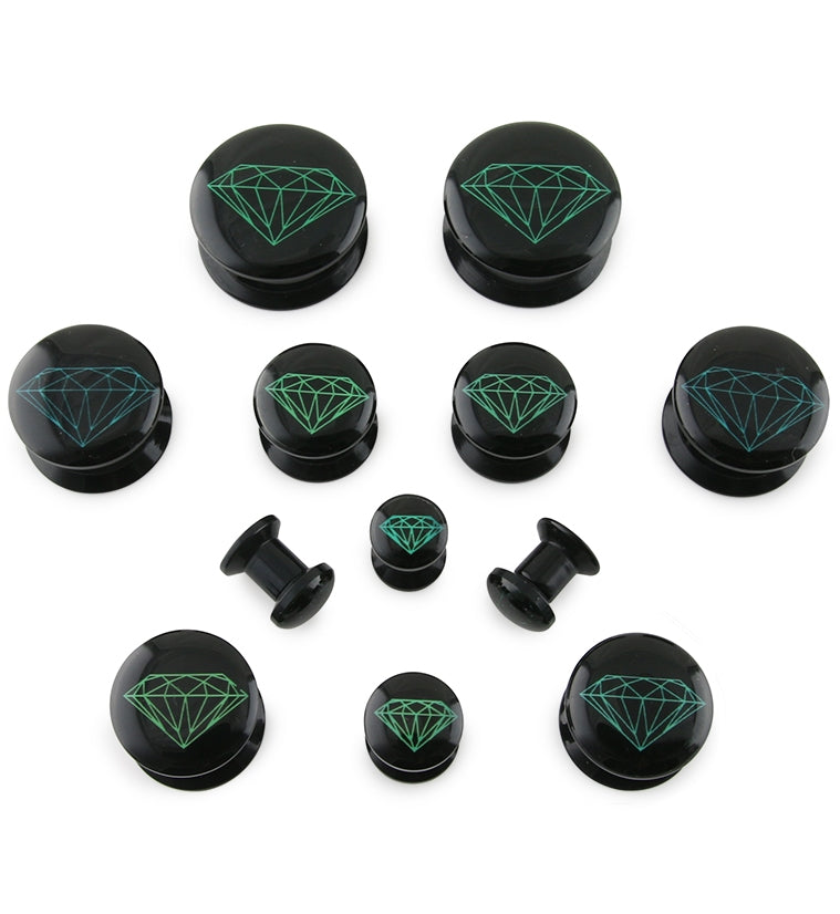 Black & Blue Diamond Acrylic Plugs
