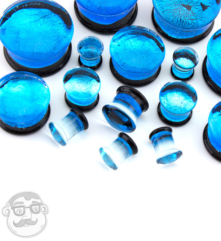 Blue Dichroic Glass Plugs