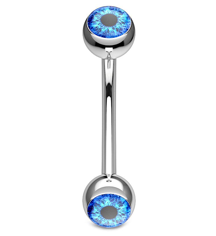 Green Eyeball Stainless Steel Curved Barbell