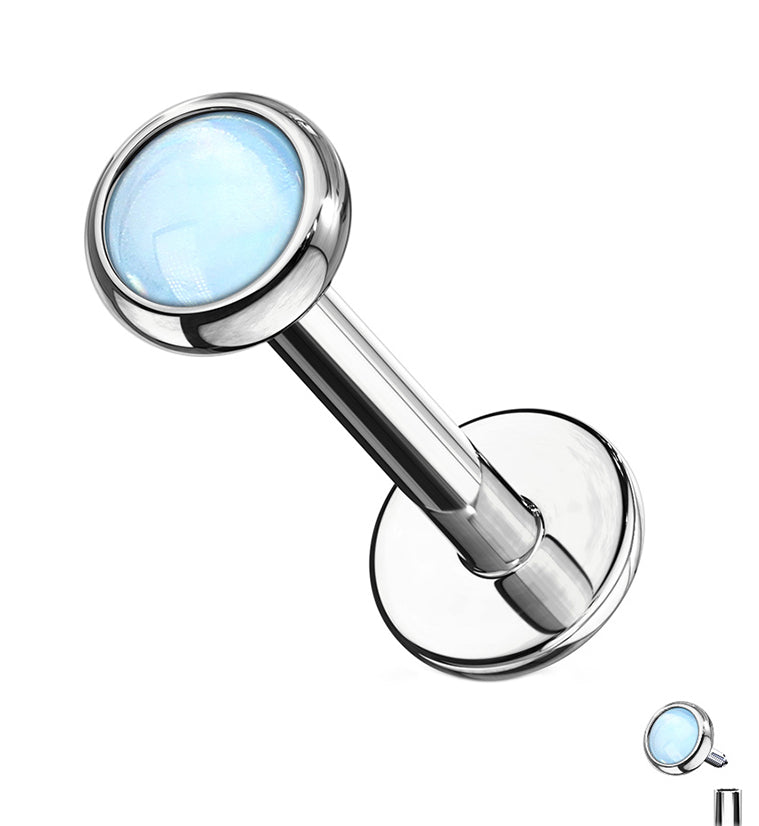 16G Blue Escent Stainless Steel Labret