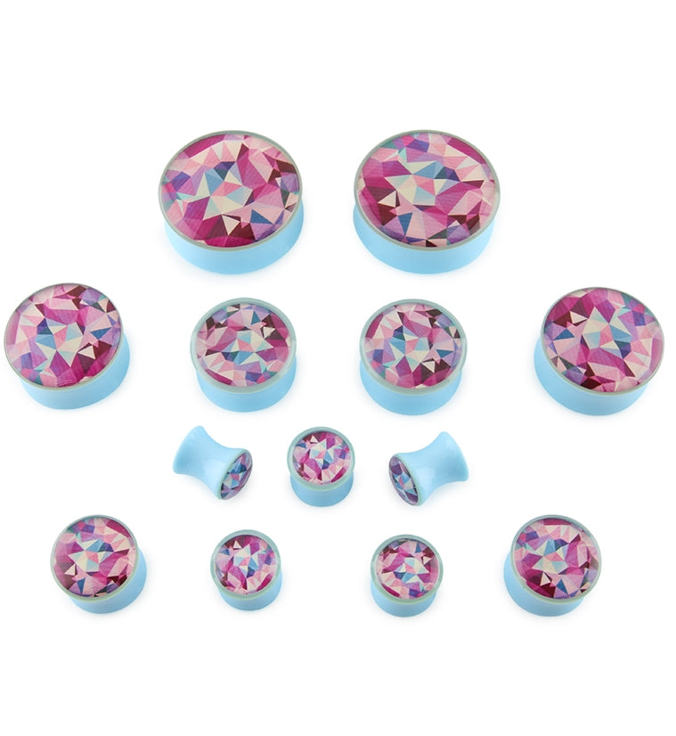 Geometric Light Blue Plugs