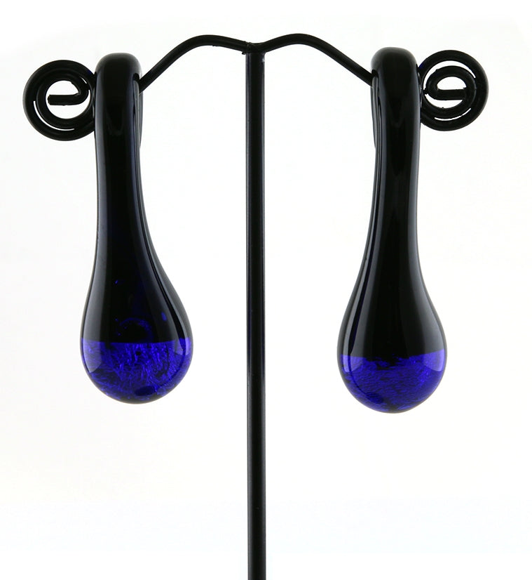 Blue Drip Glass Ear Weights