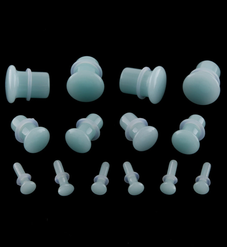 Blue Glow in the Dark Glass Plugs - Single Flare