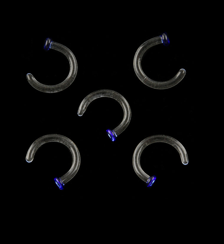 Blue Top Glass Hoop Nose Ring