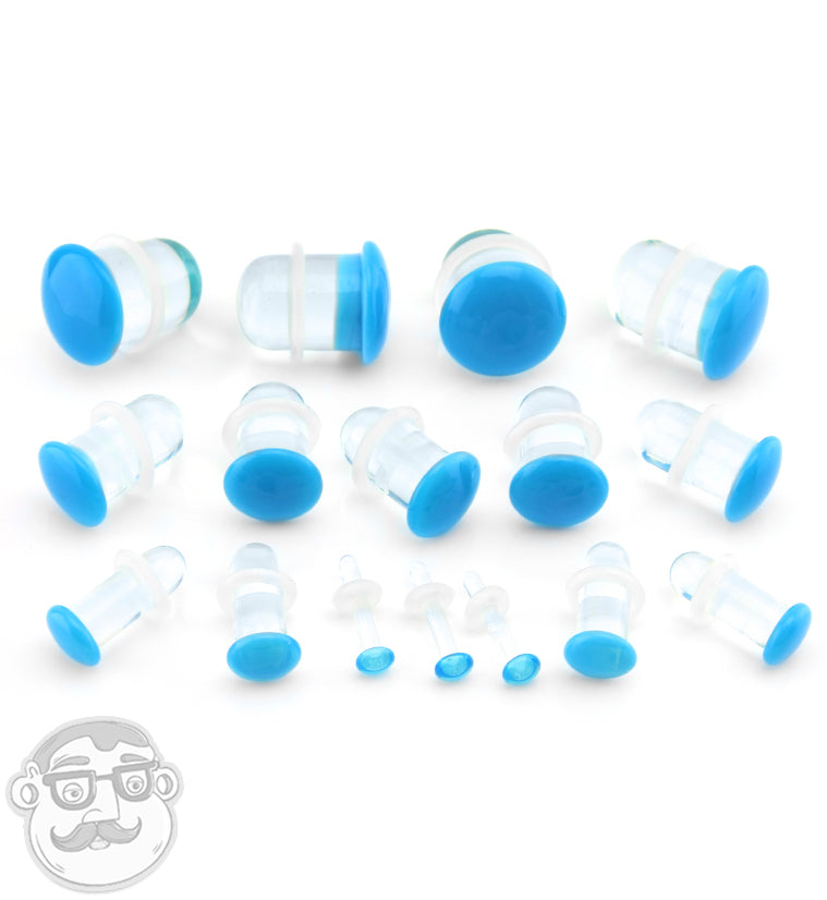 Light Blue Color Front Single Flare Glass Plugs