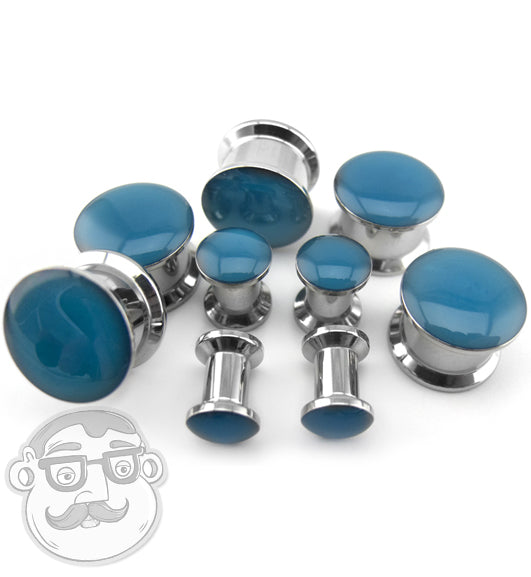 Blue Glow In The Dark Steel Plugs