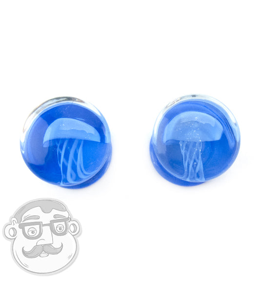 Blue Jellyfish Glass Plugs