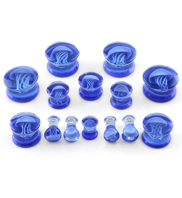 Blue Jellyfish Glass Plugs