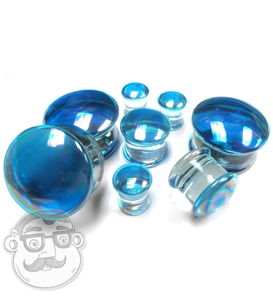 Blue Oil Splash Glass Plugs