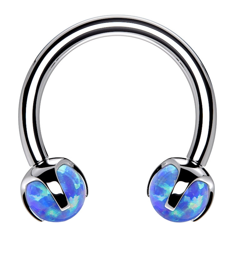 Blue Opalite Claw Stainless Steel Circular Barbell