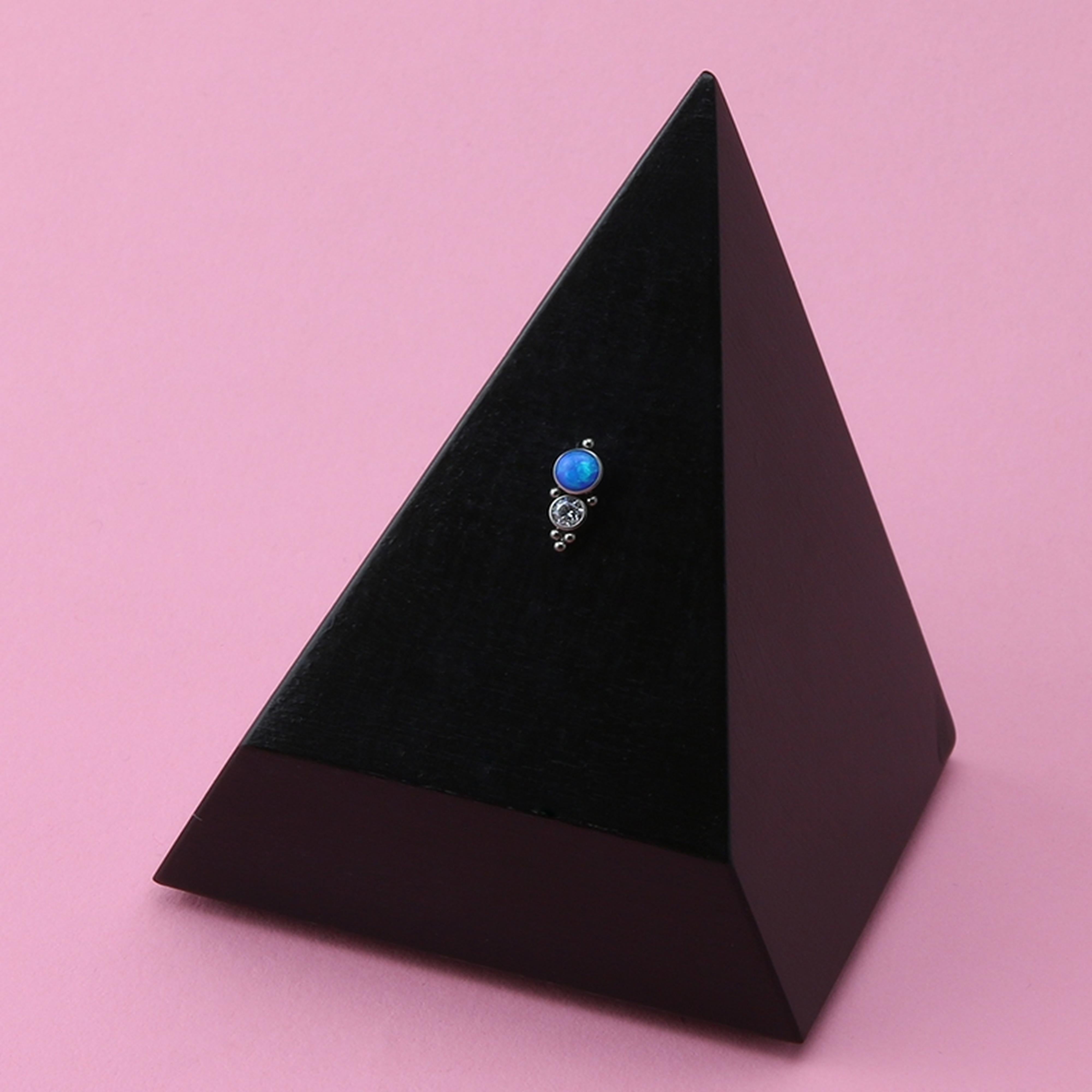 50/50 Blue Opalite & CZ Titanium Threadless Top